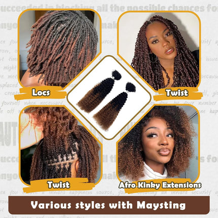 16inch Afro Kinky Curly Human Hair Bulk for Dreadlocks Extending Afro Kinkys Bulk Human Hair for Braiding 30g/pack Can be Dyed