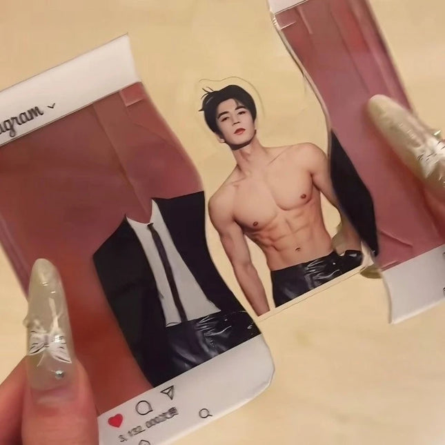 TV Drama Zhu Yu Peripheral Handsome Zhang Linghe Muscle Reveal Pull Tab Card Acrylic Pulling Keychain Exquisite Collection Gift