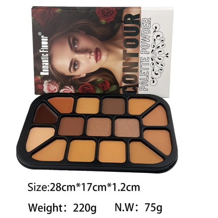 15-Color Face Contour Powder Palette Matte Highlighter Natural Shading Concealer Wet & Dry Formula for Face Sculpting Makeup