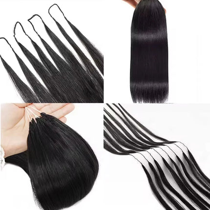 12ABone Straight Crochet Human Hair Feather Knotless Pre-Separated Crochet Hair Extensions Full Head Brazilian Hair For Women
