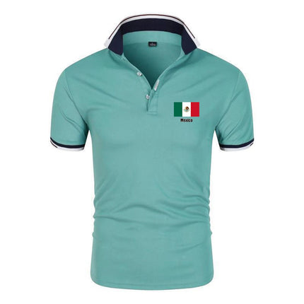 2026 Mexico Flag Summer New Men's Football Team Print Six-color Polo Shirt Casual Regular Fashion Lapel Tops Short Sleeve