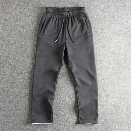 2025 Autumn New American Retro Solid Color Knitted Sweatpants Men's Simple Elastic Waist Drawstring Sport Casual Loose Pants