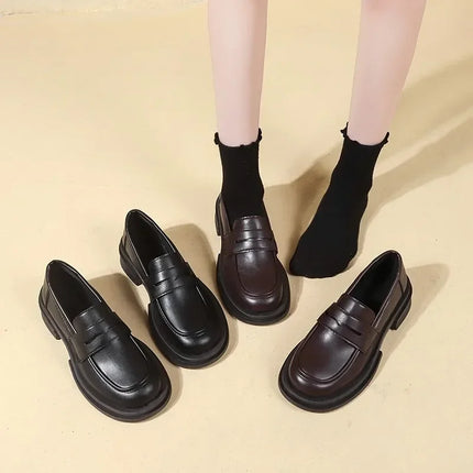New Japanese Style College Student Cosplay Lolita Shoes for Women/Girls Fashion Black/Coffee Uniform Platform Shoes 2025
