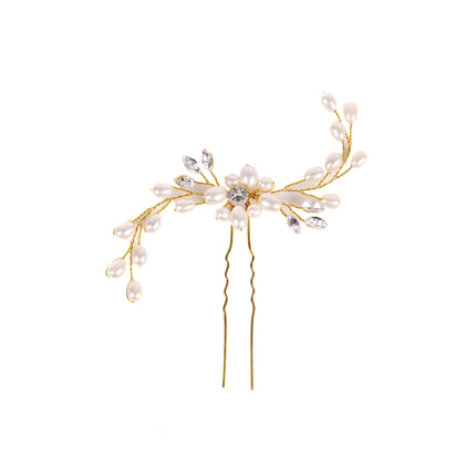Western Wedding Fashion Headdress for Pearl Crystal Bride Handmade Wedding Crown Floral Pearl Hair Accessories Hairpin Ornaments