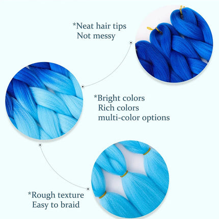 Jumbo Braiding Hair Ombre Colors Mix Braiding Hair Kanekalon Synthetic Hair 3pcs Rainbow Colors Extensions Music Festival