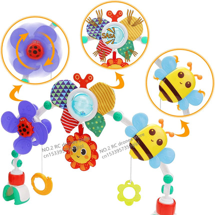 Crib Hanging Bell Stroller Arch Clip Foldable Sunflower Baby Interactive Rainbow Toys Infant Grab Exercise for Son Daughter Gift