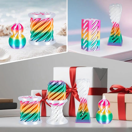 6 Pack Spiral Cone Fidget Toys 3D Printed Impossible Passthrough Pyramid Pillar Gourd Helix Screw Toys for Anxiety Relaxing