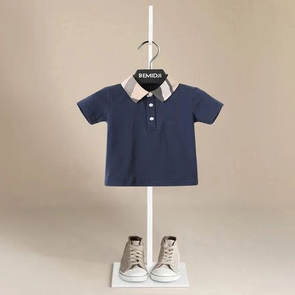 Summer Boys Polo Tshirt Plain Solid Fashion Toddler Tees Baby Shirts Tops Handsome School Children Clothes Kids Jersey
