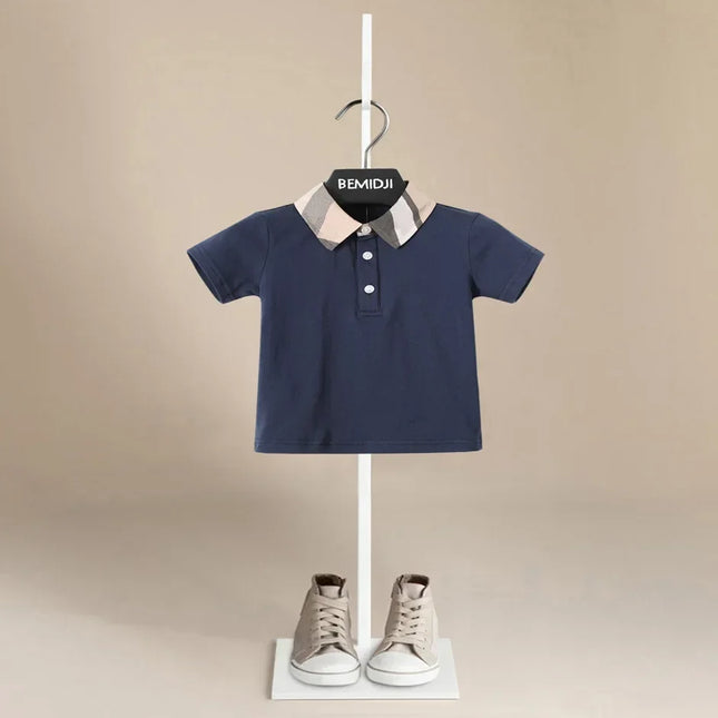 Summer Boys Polo Tshirt Plain Solid Fashion Toddler Tees Baby Shirts Tops Handsome School Children Clothes Kids Jersey