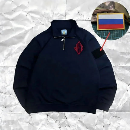 2026 Y2K Retro Embroidery Quarter-Zip Pullover Hoodie Men Oversized Vintage Streetwear Sweatshirt Men Clothing Harajuku