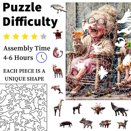 Adult specific wooden puzzle - unique irregular animal shape - suitable for leisure activities and home decoration - ideal gift