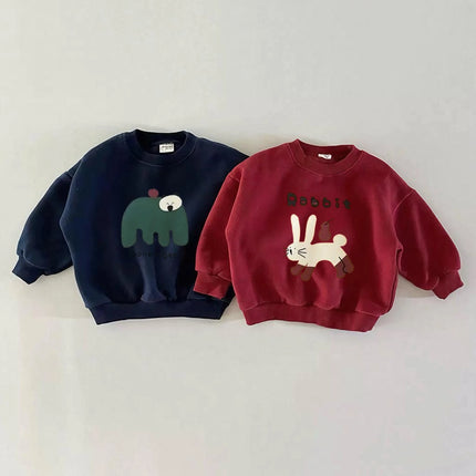 Fashion Simple Tops Long-sleeeved Hoodie Outer Wear Kids New Lovely Clothing Printed Round Neck Pullovers Child Boys Sweatshirts