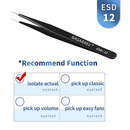 NAGARAKU Stainless Steel Straight Curved Nail Volume Eyelash Accurate Tweezers Nippers Pointed Clip Set Makeup Tools