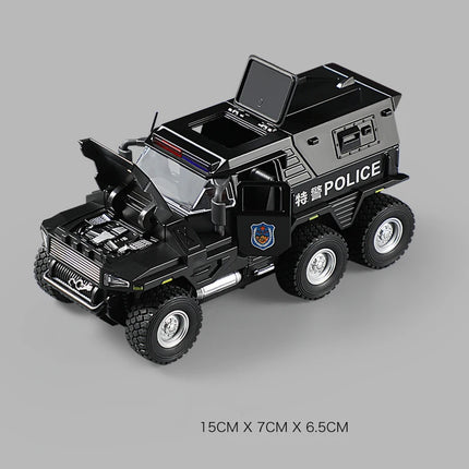 1:32 SWAT City Police Truck Model Diecast Play Off-road Vehicle Sound and Light Sport Car Toys for Children Collection Gifts