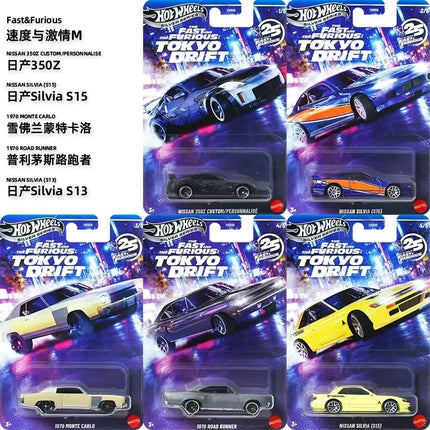 2026 New Hot Wheels Hnr88 Silver Series 25Th Fast & Furious Tokyo Drift Set Nissan/Monter Carlo/Road Runner 1:64 Diecast Car Model Authentic Holiday Birthday Gift