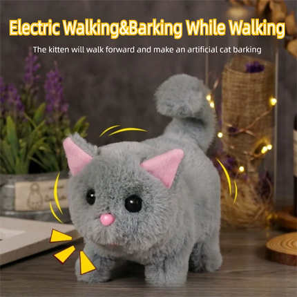 Simulated Robot Kitten Wagging Interactive Kitten Plush Toy Walking Makes You Happy Kitten Robot Electric Pet