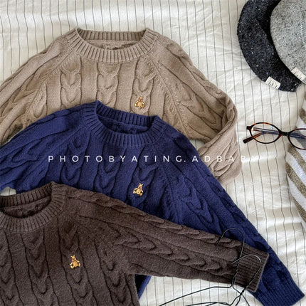 Baby Knitted Pullover Kids Thick Warm Sweater 2025 Autumn Winter New Children Sweater Boys Girls Long Sleeve Casual Knitwear