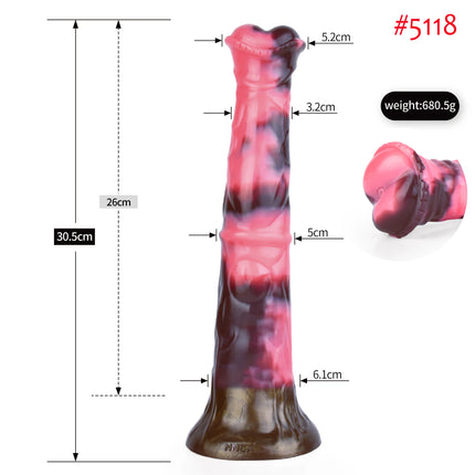 FAAK Colorful Silicone Ribbed Fantasy Horse Knot Dildo with Suction Cup Anal Sex Toys Soft Girthy Huge Fake Penis for Women