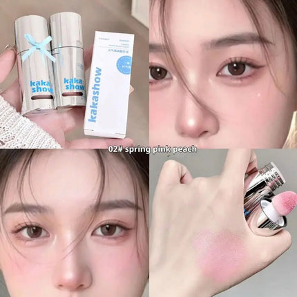 6 Colors Liquid Blush Natural Water Light Waterproof Blush Stick Moisturize Cheek Blusher Brighten Contour Sponge Brush Makeup