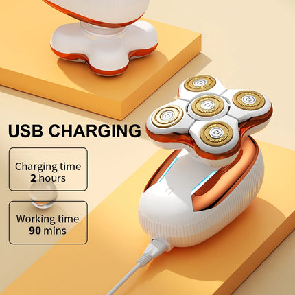 Five-Blade Head  Women's Gold Electric Hair Removal Device with Floating USB Rechargeable Portable Wet & Dry Razors