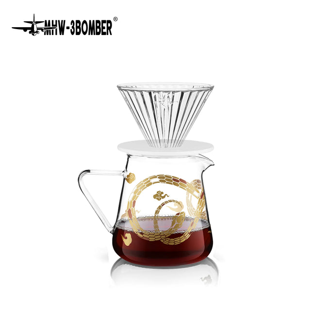 MHW-3BOMBER Pour Over Coffee Maker Set 500ml Glass Coffee Server Carafe and Coffee Dripper Barista Tool