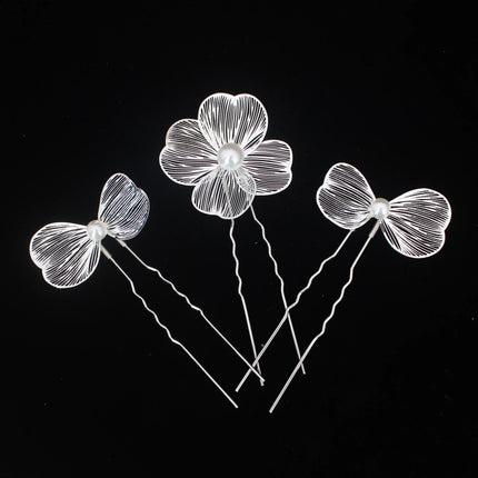 Handmade Pearl Flower Hairpin Gold Color Leaf Shaped Metal Wedding Bride Hair Clips Hair Jewelry Accessories Bride Hair wear