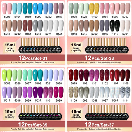 Rainbow Ghini 12pcs/set Gel Nail Polish HEMA TPO FREE Vernis Nail Gel Polish Autumn/Winter Style Supplies ins Style Nail Polish