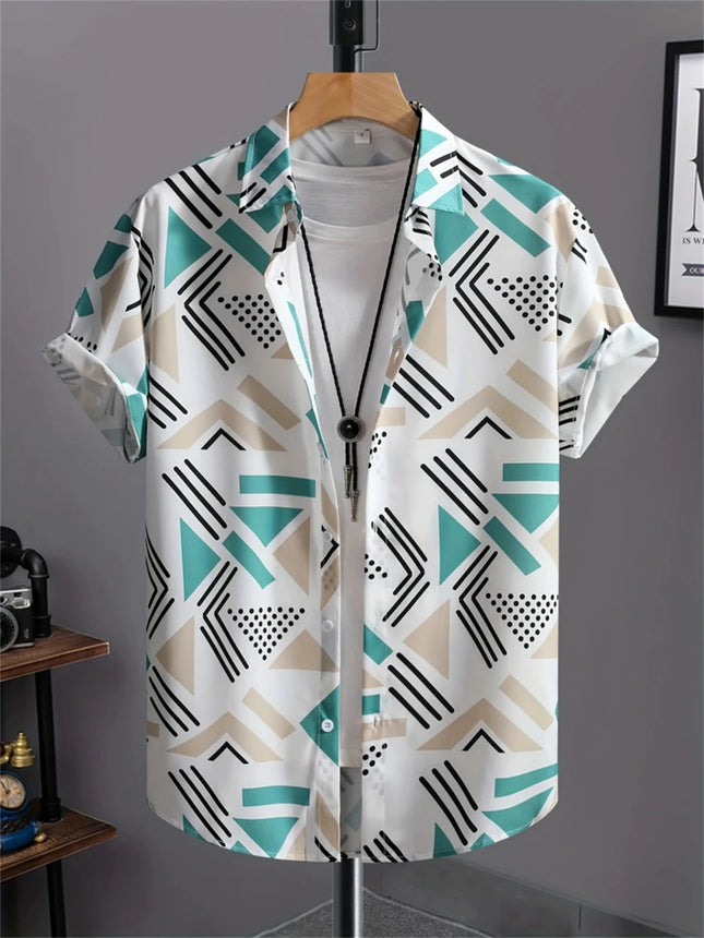Simple Men's Shirt 3D Printed Retro Fashion Topshort Sleeve Beach Sweatshirt Street Hawaii Short Sleeved Shirt Men's Clothing
