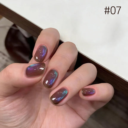 MIANEL 10ML Northern Colorful Blue Light Glass Beads Cat Eye Gel Nail Polish Flashing Versatile Winter Blue Nails