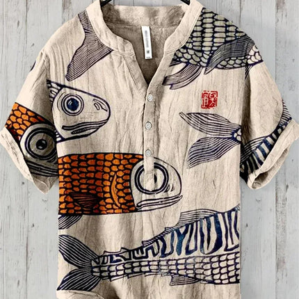 Spring and summer men's and women's shirts independent station casual Hawaiian style shirts men's tops 100% linen new hot sale