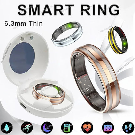 2026 New Smart Ring Temperature Heart Rate Sleep Monitoring Motion-Sensing Game IP68 Waterproof Men Women SmartRing Holiday Gift