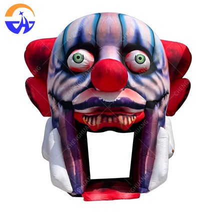 Giant Inflatable Clown Head Tunnel Halloween Horror Entrance Archway with Scary Teeth for Haunted House Event Decoration