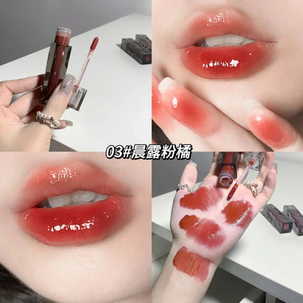 6 Colors Lip Gloss Waterproof Mirror Jelly Lip Glaze Water-light Long Lasting Moisturising Glossy Red Tint Lips Makeup Cosmetics