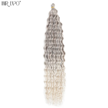 22"Ariel Curl Crochet Hair Synthetic Deep Wave Braid Hair Extension Ombre Ariel Curl Hair Soft Water Wave Twist Hair Blonde Pink