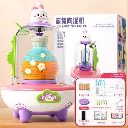 Creative Electric Mini Fingertip Pottery Wheel Kit Non Bake Clay DIY Craft Set for Kids Primary School Students Birthday Gift