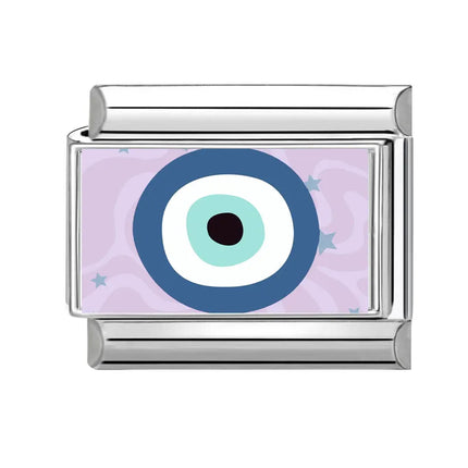 2025 New Vintage Devil Eye Blue Heart Italian Charms Link 9mm Golden Modular Bracelet Stainless Steel DIY Gift Jewelry Wholesale