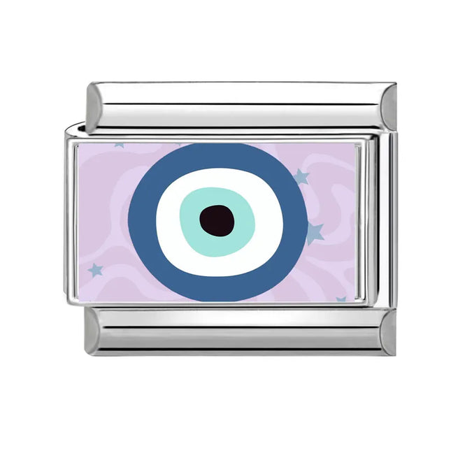 2025 New Vintage Devil Eye Blue Heart Italian Charms Link 9mm Golden Modular Bracelet Stainless Steel DIY Gift Jewelry Wholesale