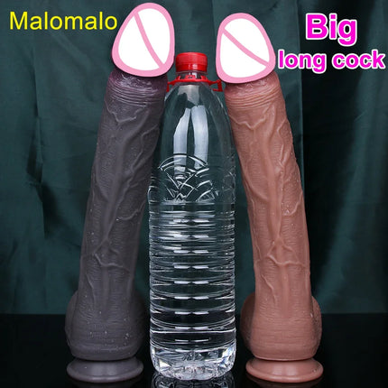 Realistic Soft Fake Penis 14 Inches Long Double Silicone Dildo Male Genitals Masturbation Suction Cup Cock Woman Anal Sex Toy