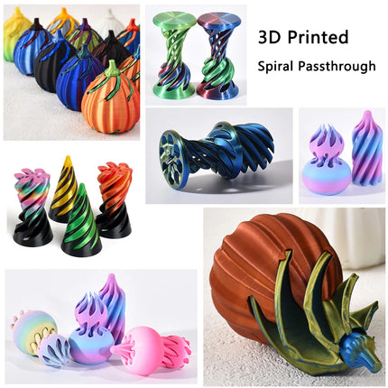 3D Printing Pyramid Dragon Fidget Toys Cone Passthrough Sculpture Spiral Antistress Animal Model Stress Relief Decompression Toy
