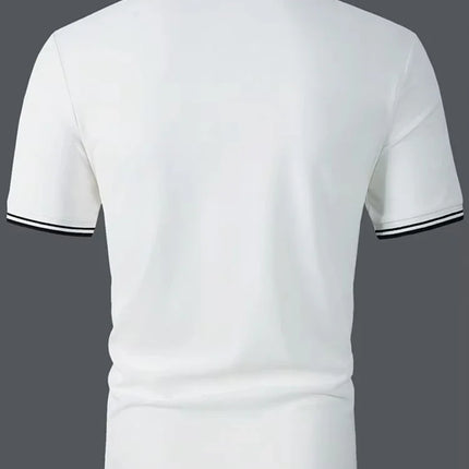Men's Polo shirt, golf shirt, business Polo collar, classic short-sleeved, basic solid color, patchwork buttons, spring and summ