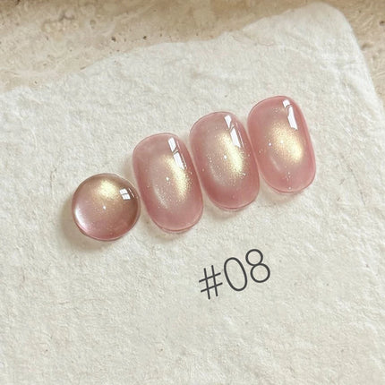 MIANEL 10ML 1PCS Lover's Cat Eye Gel Polish 2026 Sparkling Nude Pink Nail Art with Glass Bead And Golden Glow New Release