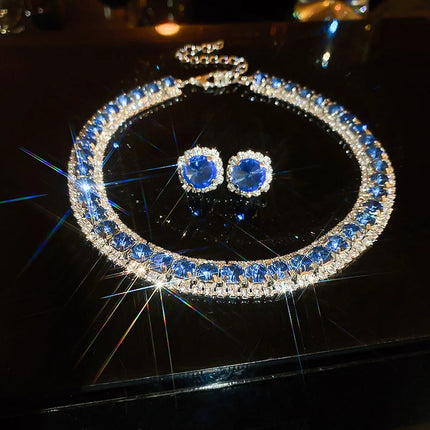 Women's Rhinestone Decorated Necklace & EarringsTrendy Jewelry Set Fashionable Accessories for Party & Daily Clothing Decor