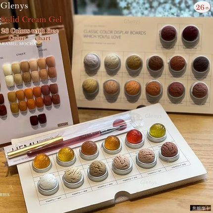 Glenys 26 Color Velvet Retro Red Solid Cream Internet Red Popular Matching Professional Painting Pen Nail Art Varnish Set