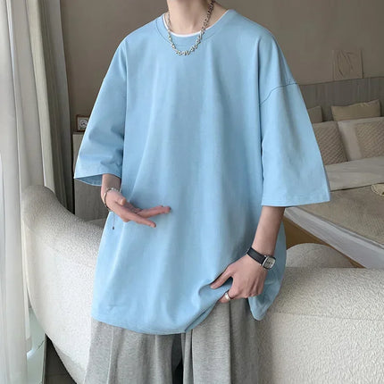 Men's Cotton T-shirts White Men's Oversized T-Shirt Solid Summer Casual Wear Tee Shirts Fashion for Men 5XL Male Clothes