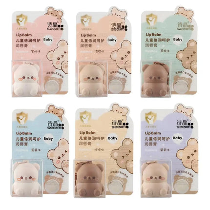 Children Fruity Lip Balm Moisturizing Anti-Dry Anti Crack Lip Balm Baby Available Lip Care Cute Little Bear Lipstick SkinCare