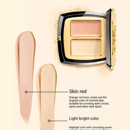 Maogeping Beauty Professional Double Color Concealer Palette High Coverage Moisturizing Concealer Makeup 3g