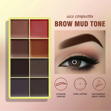  8-Color Eyebrow Cream Blush Curve Case Cream Cosmetics Palette Matte Shimmer Finishes Shadow Tones Long-Lasting Cosmetics