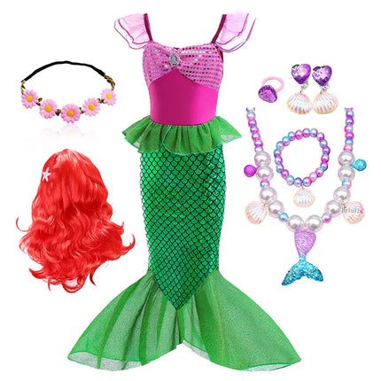 Fancy The Little Mermaid Costume Princess Ariel Mermaid Costume for Girls Ariel Carnival Halloween Costumes Party Dress Clothes