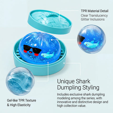 Money Glitter Shark Dumplings Squishy Toy Soft Slow Resilience Squishy Toy Fidget with Steamer Steamed Stuffed Bun Squishy Pinch