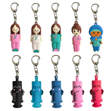 1PC Syringe-Shaped Ampoule Bottle Opener Keychain Rubber Cutter Aid Medication Vial Breaker Tool For Home Nurses And Doctors